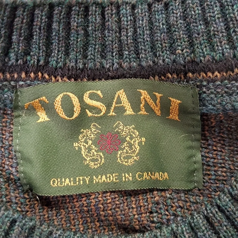 Tosani Mens 3D Knit Sweater Size L Vintage Hip Hop Biggie Cosby Streetwear Indie